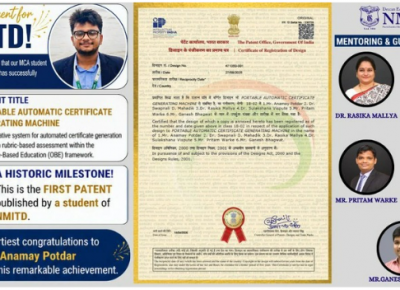 🎉 Proud Achievement: NMITD MCA Student Mr. Anamay Potdar Publishes Patent 🎉